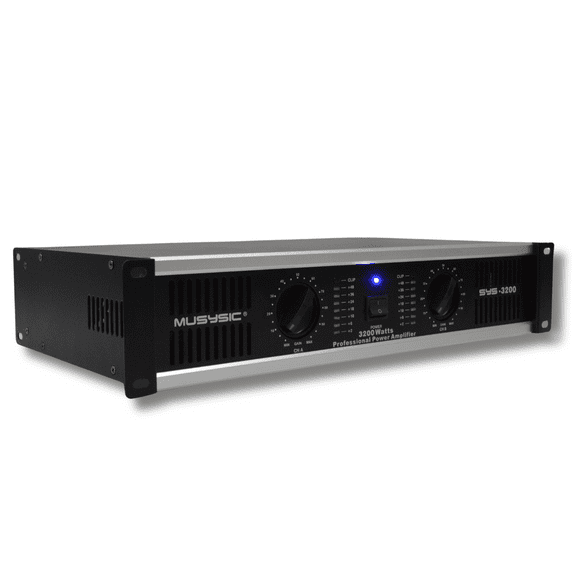 MUSYSIC 2 Channel Power Amplifier Distortion Free and Clear Sound - Professional 2U Chassis Rack Mount Amplifiers for DJs/Experts/Events w/ATR Technology/XLR and 1/4 Inch Inputs - 3200 Watts