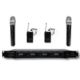thumbnail image 1 of MUSYSIC MU‑V4‑HL Professional 4‑Channel VHF Wireless Microphone System – 2 Handheld + 2 Lavalier/Headset Mics, Long‑Range, Individual Volume Control, Rackmount Receiver, 1 of 8