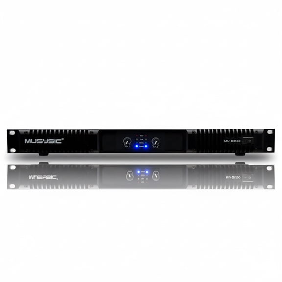 MUSYSIC MU‑D8500 Professional D‑Class Power Amplifier – 8500W Peak, Stereo/Bridge Modes, XLR and TRS Inputs, Speakon and Binding Post Outputs