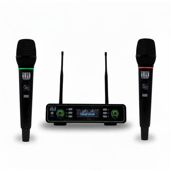 MUSYSIC MUMF5U2 Professional DualChannel UHF Wireless Microphone System  2 Handheld Mics, 500580 MHz, LCD Display, IR Sync, 300 ft Range