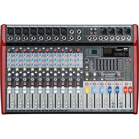 MUSYSIC Professional 12 Channel 8000W Power Mixer 24-bit FX Processor MU-P212fx