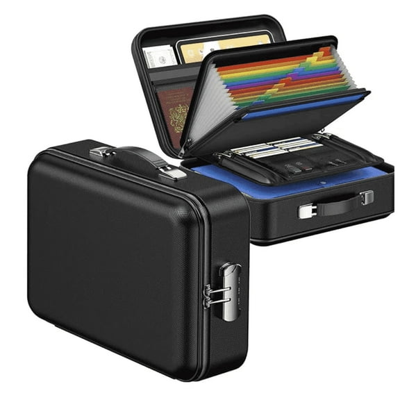 MUTAK Fireproof Document Box, Hard Case Fireproof Box with Lock, Portable Hard-Shell Fireproof Water Resistant Document Safe Box for Important Documents, Laptops