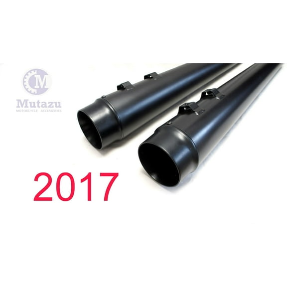 MUTAZU 4" Ver.2.0 Matte Black Megaphone Slip-On Mufflers Exhaust 2017-UP Harley Touring Road King Glide Street