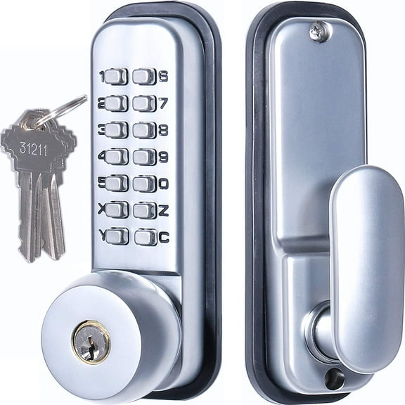 MUTEX MX370 Mechanical Keyless and/or Keyed Entry Lock Set, 14 Digit Combination, Fits All Standard Doors, All-Weather Security for Doors, Gates, Airbnb, Garage, Warehouse, Storage Shed