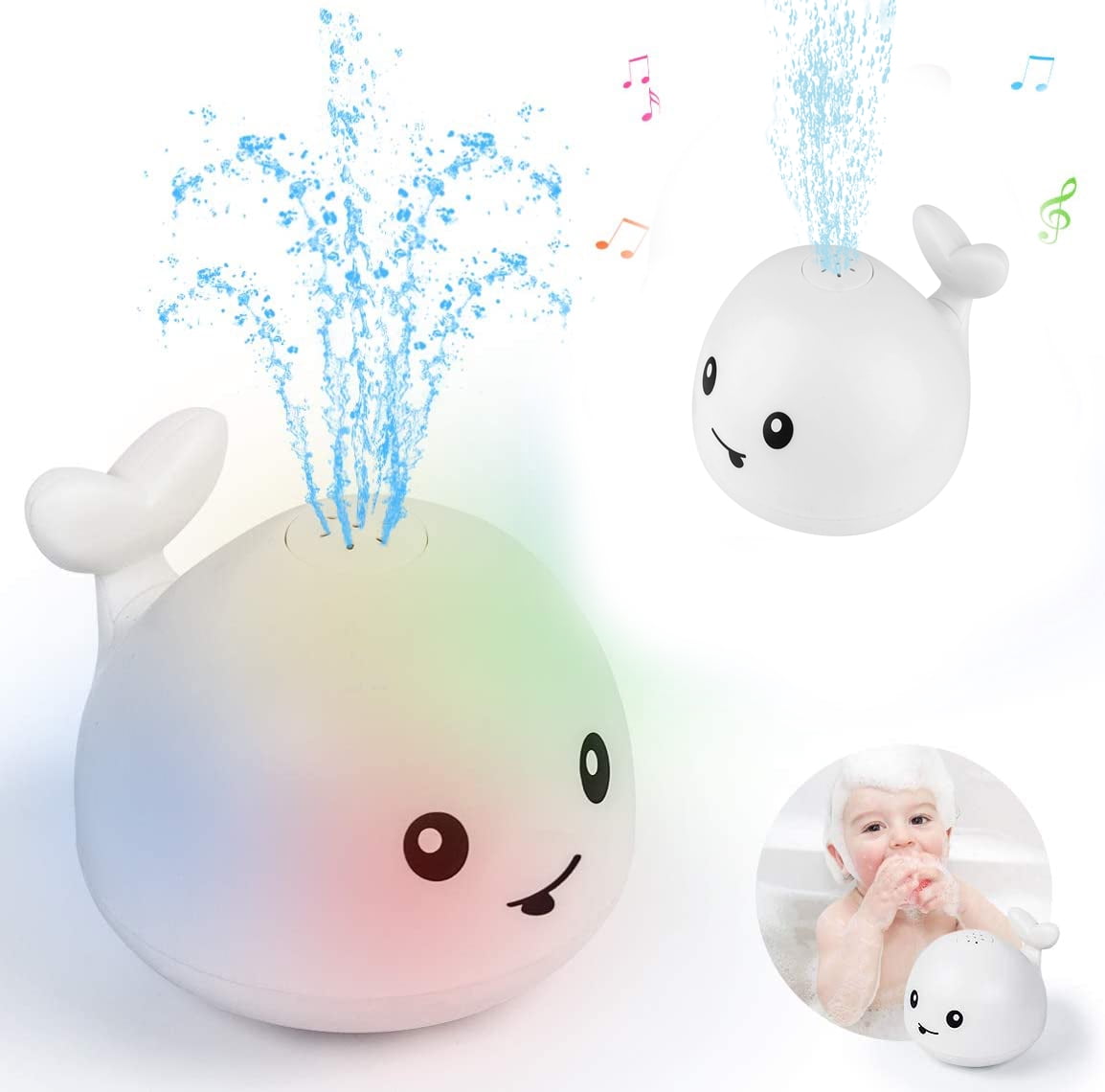 MUTOCAR Light up Whale Spray Sprinkler Bath Toy