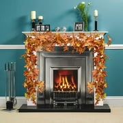 MUTOCAR Unlit Autumn Fall Ivy Vine Hanging Artificial Silk Maple Leaves Garland, 70.8" (Orange)