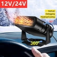 thumbnail image 1 of 12V / 24V Car Heater, Upgrade Fast Heating Defrost Defogger 2 in1 Fast Heating and Cooling Fan Car Heater Windshield Defogger Winter Electronic Demister with Plugs Into Cigarette Lighter, 1 of 14