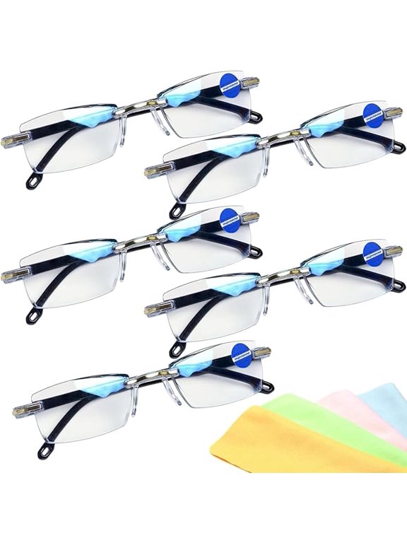 5 Pcs Auto Focus Glasses, Self Adjusting Reading Glasses with Zoom, Anti-Blue Light Photochromic Eyewear for Near and Far, Black