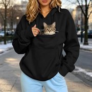 MUTRAIN Cat Hoodie with Kangaroo Pouch, Oversized Pet Carrier Sweatshirt, Pullover Hoodie for Women Men Walking, Cat Lover Gift