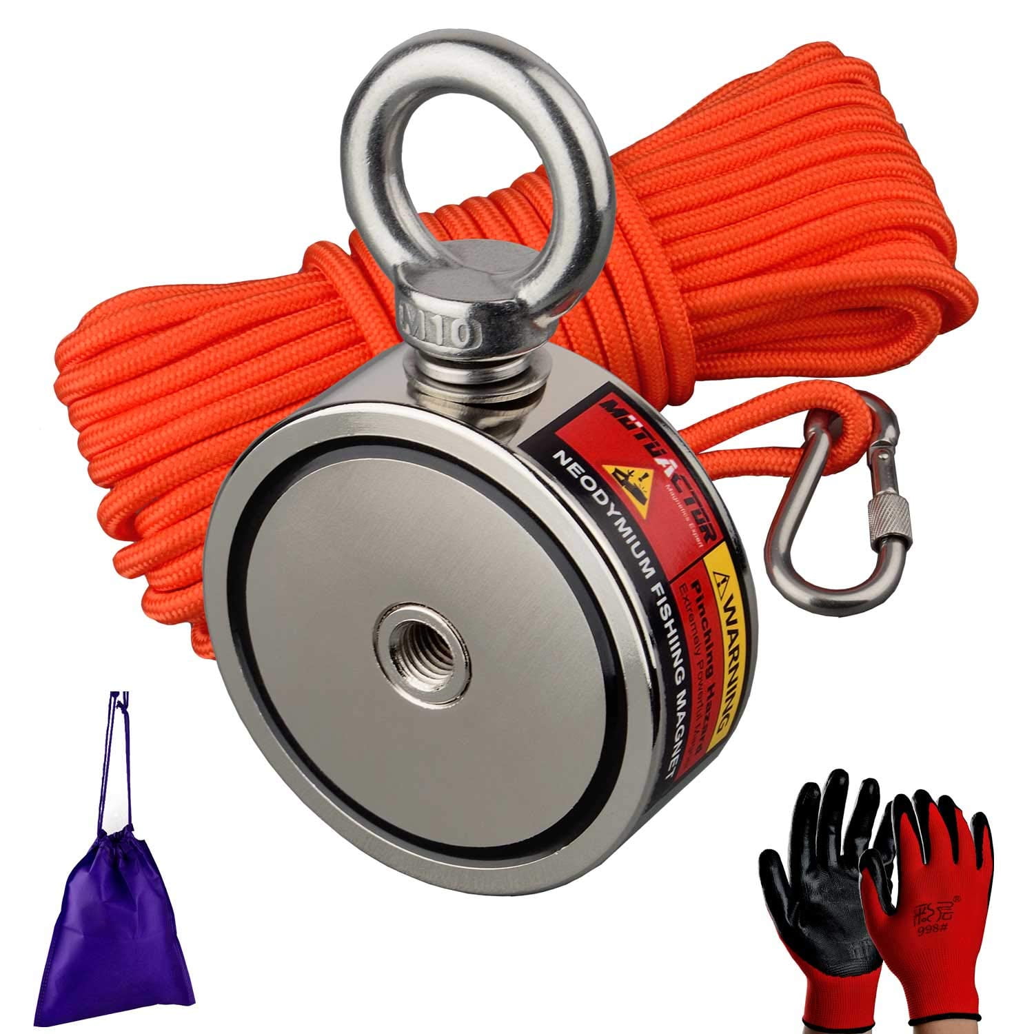 MUTUACTOR Double Sides 880Ib Fishing Magnet Kit with 66Ft Rope, Find  Treasure in the River 