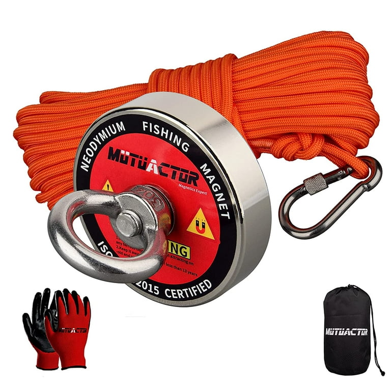 MUTUACTOR Fishing Magnets 400lbs,Strong Retrieval Magnet with 65Ft Durable  Rope,Powerful Magnets for Fishing and Magnetic Recovery Salvage 