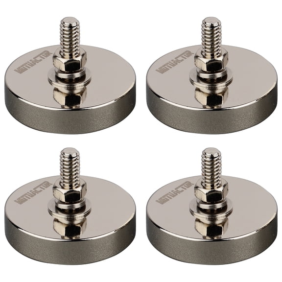 MUTUACTOR Heavy Duty Magnets,4PCS Super Strong Neodymium Rare Earth Magnets,185lbs Anti-Broken Magnetic Mount Round Magnets 1/4-20 Male Threaded for LED Lighting Camera Mount Tools Bracket