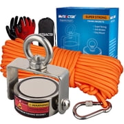 MUTUACTOR Magnet Fishing Kits,600lb Strong Rotate Fishing Magnets Heavy Duty,Neodymium Rare Earth Swivel Magnet with 65Ft Durability Rope,Sturdy Gloves for Retrieving Treasures in Rivers