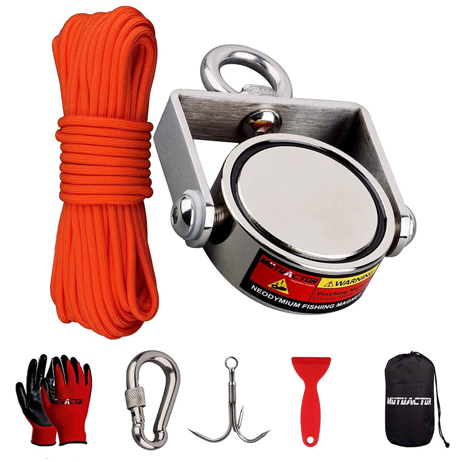 4000LBS Strong Pulling Force Double Sided Magnet Fishing Kit with Rope+Case