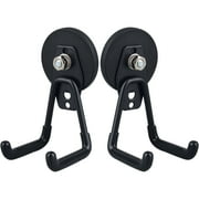 MUTUACTOR Strong Garage Magnetic Hooks, 2 Pack Heavy Duty Storage Utility Magnet Hooks with Anti-Slip Coating for Indoor & Outdoor Hanging Black