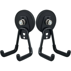 MUTUACTOR Strong Garage Magnetic Hooks, 2 Pack Heavy Duty Storage Utility Magnet Hooks with Anti-Slip Coating for Indoor & Outdoor Hanging (Black)