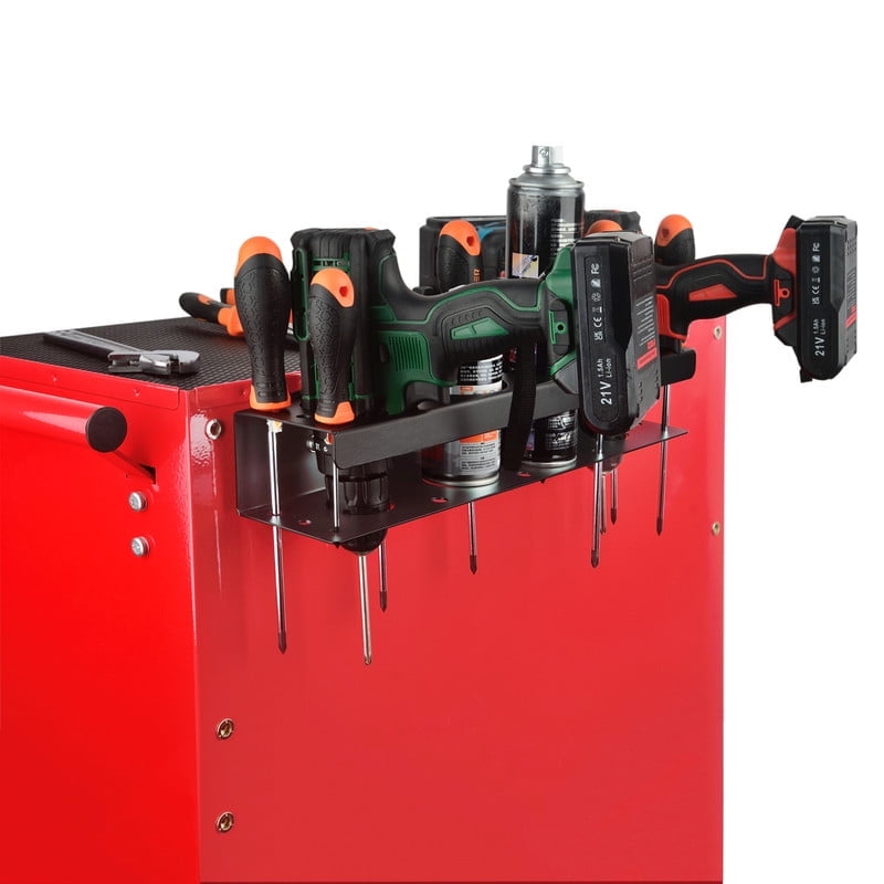 MUTUACTOR Super Power Tool Organizer,Non-slip 4 Drill Holder Magnetic Mount with 2 Layer Heavy Duty Metal Power Tool Storage Rack,Garage Tool Organizer Storage Screwdriver Plier Impact Drill Drivers