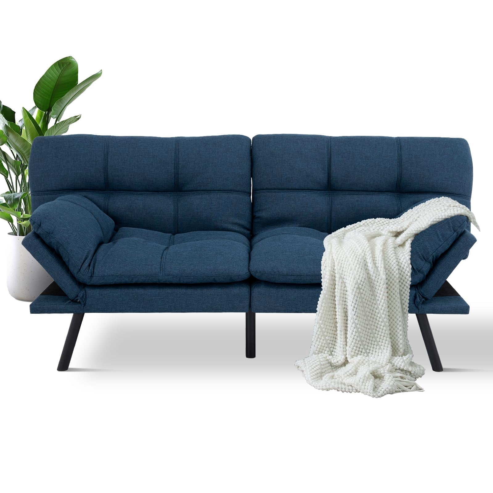 MUUEGM Futon Sofa Bed Couch Convertible Memory Foam Modern Love Seat ...