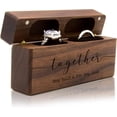 thumbnail image 1 of MUUJEE Together Double Ring Box - Engraved Slim Wooden Ring Case Box for Wedding Ceremony Engagement Proposal Ring Bearer Box - Anniversary Birthday Gift Ideas (Together), 1 of 8
