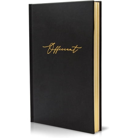 MUUJEE Wedding Officiant Book - Black Gold Embossed Hardcover Journal Notebook Pastor Sermon Notes Officiant Gift - Wedding Gift Ideas (Design 1)