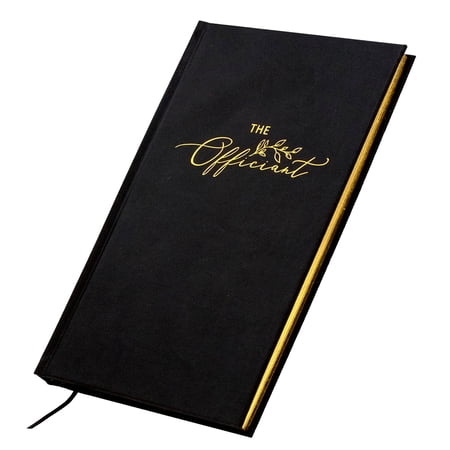 MUUJEE Wedding Officiant Book - Black Gold Embossed Hardcover Journal Notebook Pastor Sermon Notes Officiant Gift - Wedding Gift Ideas (Design 2)