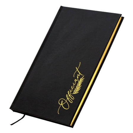MUUJEE Wedding Officiant Book - Black Gold Embossed Hardcover Journal Notebook Pastor Sermon Notes Officiant Gift - Wedding Gift Ideas (Design 6)