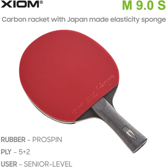 MUV 9.0S Table Tennis Racket - High Performance Carbon Blade with Z Power Spin Rubber for Intermediate to  Players