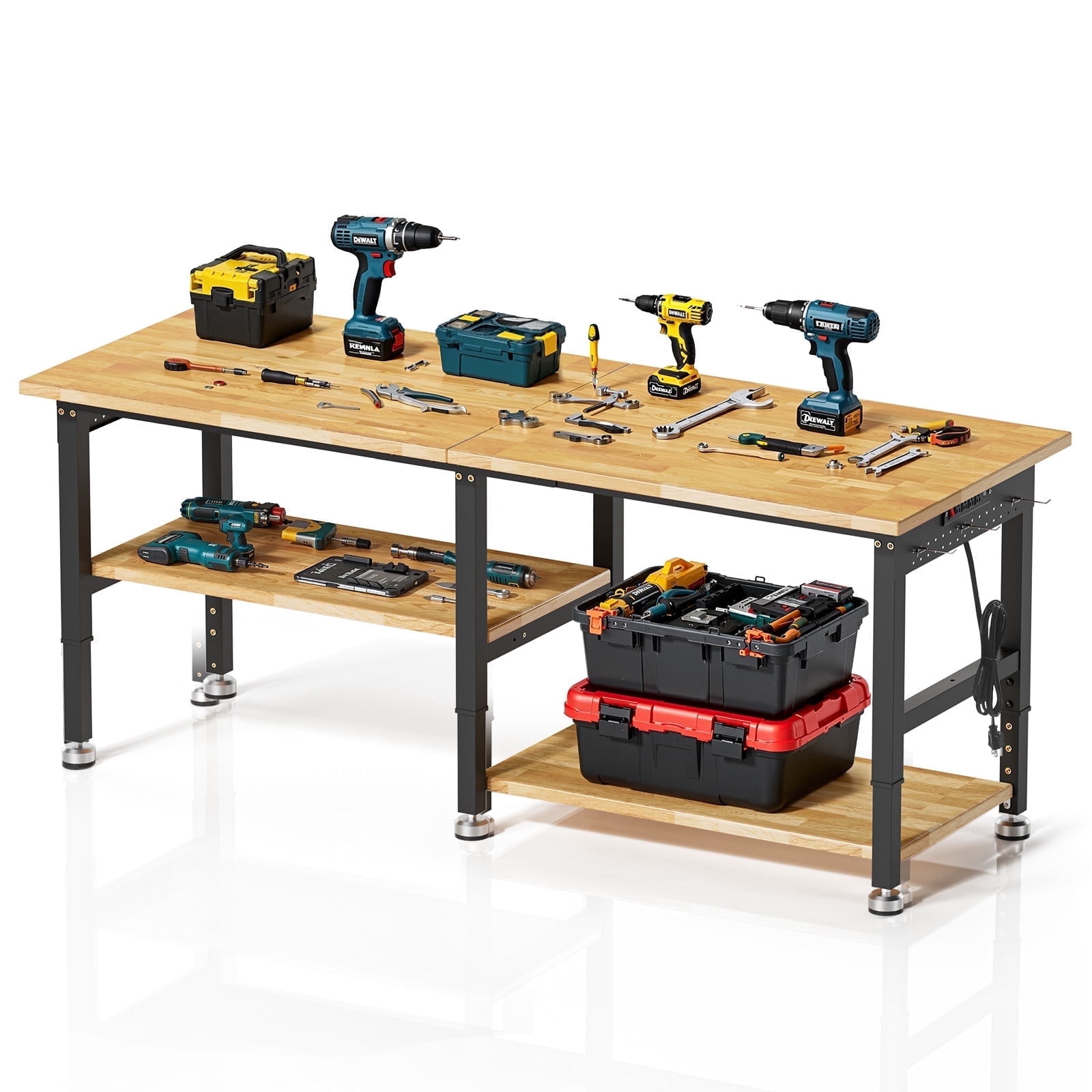 MUWOOD 84-inch Adjustable Height Workbench with Adjustable Height, Wood ...