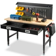 MUWOOD Workbench for Garage, 48x24 with Led Pegboard Worktable w/ Power Outlets, 2000 LBS Load Bearing Workstation Multifunctional Desk Table Worktable