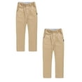 thumbnail image 1 of MUXiin 2 Pack Boys' School Uniform Twill Pants, Flat Front & Comfortable Waistband with Pockets,155/xxxl,Khaki 2PCS, 1 of 9