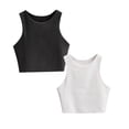 thumbnail image 1 of MUXiin 2 Pack Crop Tops for Girls Sleeveless Round Neck Tank Tops Solid Color Stretchy Slim Fit Casual Fashion Workout Athletic Tops, 1 of 3