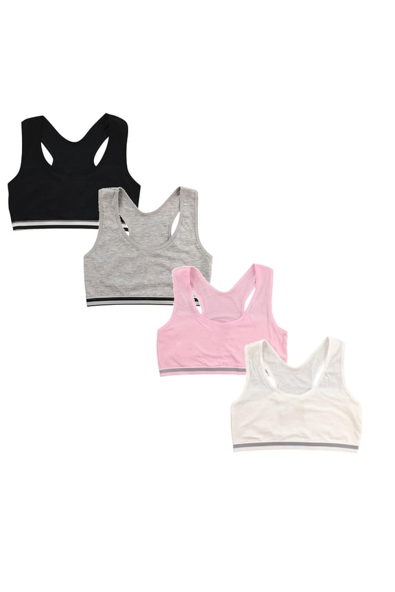 2 Pack Girls Training Seamless Sports Bra for Ages 12-16 Wireless Racerback Teen Bras with Removable Light Padding