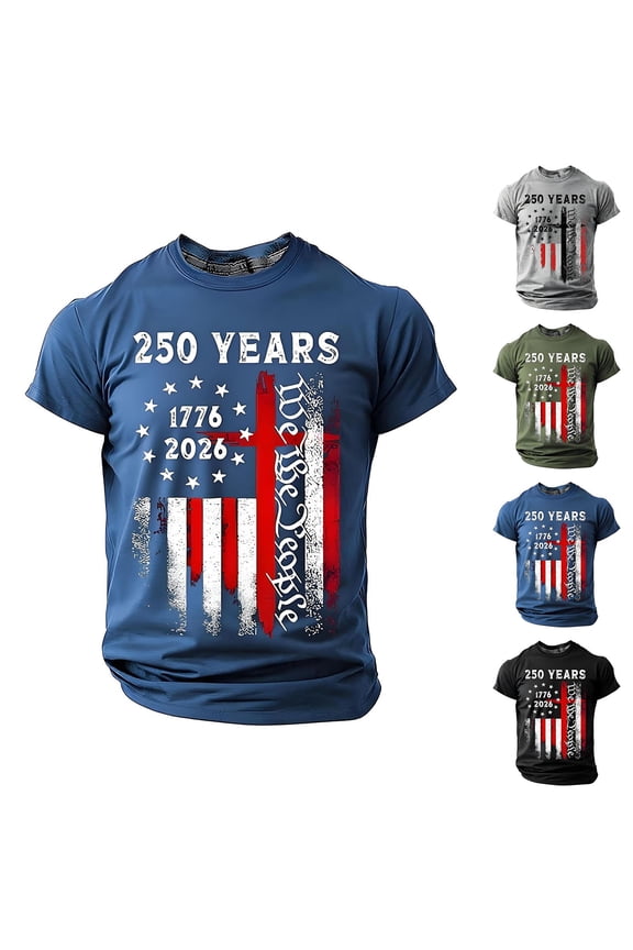 250th Anniversary Usa Shirt Mens Shirts Short Sleeve 250 Years American Flag 250th Anniversary Usa T-Shirt Breathable Loose Fit America Pullover Streetwear