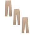 thumbnail image 1 of MUXiin 3 Pack Girls School Uniform Twill Khaki Pants, Flat Front & Elasticized Waistband, Zipper Closure With Faux Button,13-14 Years,Khaki 3PCS, 1 of 5