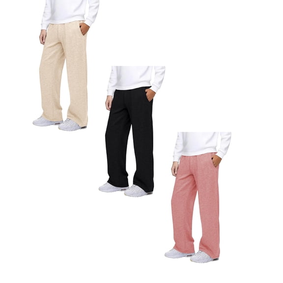 MUXiin 3 Pack Girls' Sweatpants Kids Straight Leg Casual Baggy Joggers Teen Loose Athletic Elastic Waist Pants with Pocket