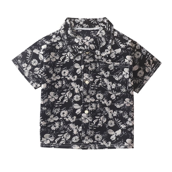 MUXiin 3t Shirts Boys Collar Button Tropical Print Short Sleeve Short Sleeve Dress Tops Trendy Summer Beach Shirts for Kids