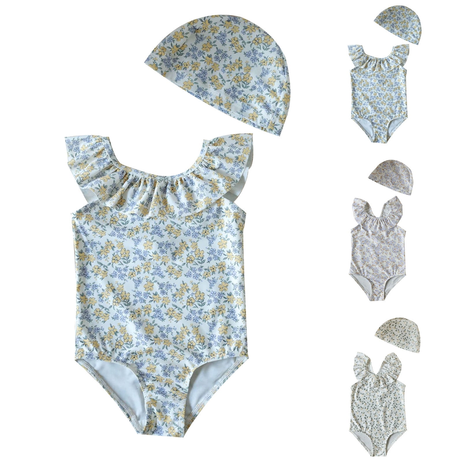 MUXiin 3t Swimsuit Girls One Piece Ruffle Striped Bathing Suits Quick ...