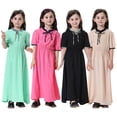 thumbnail image 1 of MUXiin Arabic Thobe For Muslim Girls Dresses Robes Long Sleeve Ruffle Kaftan Solid Color Dubai Clothing for 10-11 Years, 1 of 7