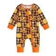 thumbnail image 1 of MUXiin Baby Boys Romper Jumpsuit Long Sleeve Pumpkin Print Zip Up Outfit Soft Comfortable Playwear For Toddler 0-18 Months,Orange,6-12 Months, 1 of 7
