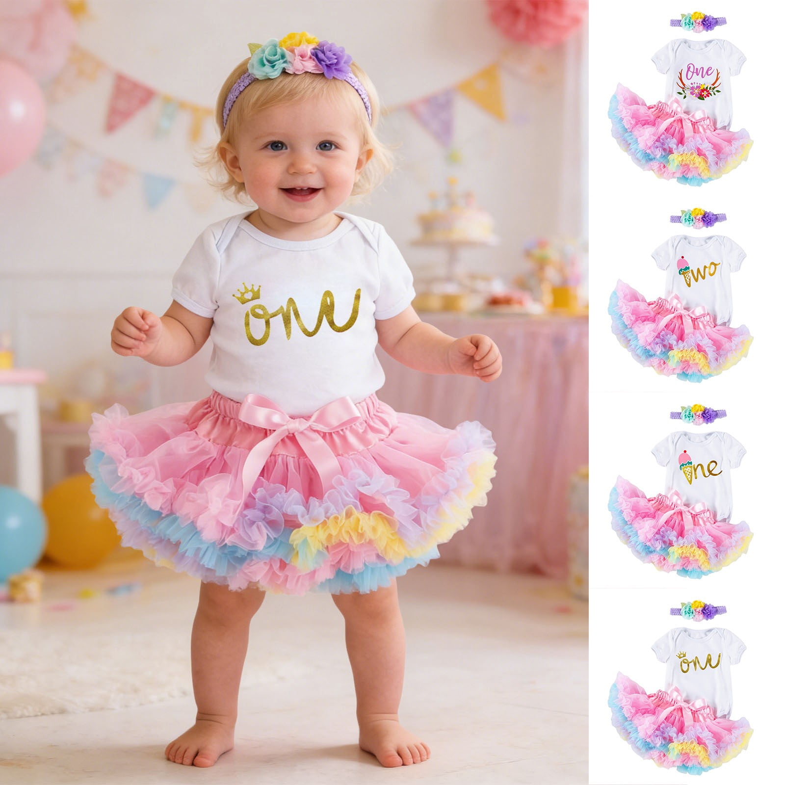MUXiin Baby Girl 1st Birthday TuTu Skirt Set Long Sleeve Romper First ...
