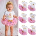 thumbnail image 1 of MUXiin Baby Girl 1st Birthday TuTu Skirt Set Long Sleeve Romper First Easter Smash Cake Outfits Party Dress Set, 1 of 5