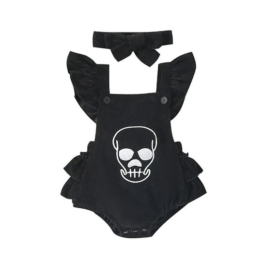 MUXiin Baby Girls Halloween Corduroy Romper Jumpsuit Set with Embroidery Cute for Photoshoot Party Outfit