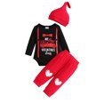 thumbnail image 1 of MUXiin Baby My First Valentine's Day Outfits Long Sleeve Romper Bodysuit Top Pants Hat 3 Piece Clothes Set Preppy Clothes, 1 of 9