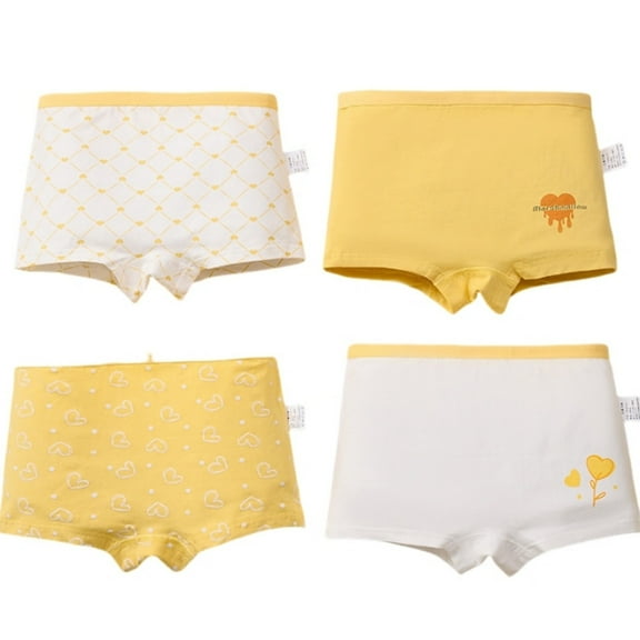 MUXiin Baby Potty Training Underwear 4 Packs Absorbent Toddler Training Pants for Boys and Girls Organic Cotton Pee Pants 2T-9T Bedwetting Underwear,Yellow,M(4-5 Years)
