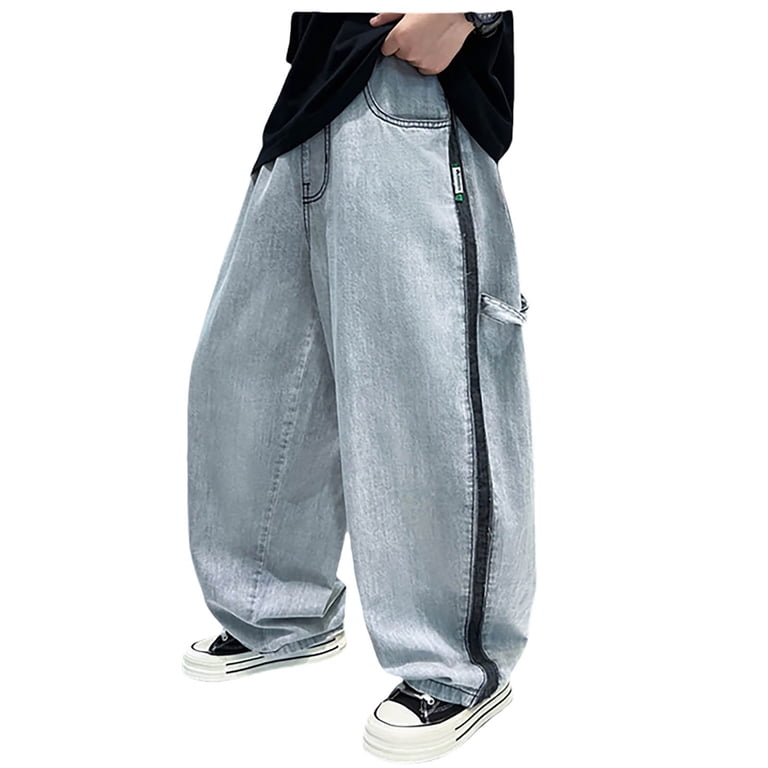 MUXiin Big Boys Jjeans Straight Leg Loose Denim Pants Stretch