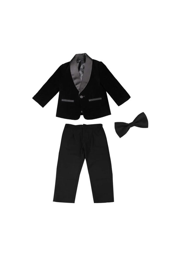 Boy Suits 3 Piece Slim Fit Formal Suit Set with Tuxedo Jacket Vest Pants for Kids Wedding Ring Bearer Party