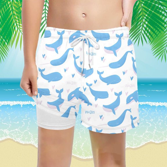 MUXiin Boy Swim Trunks Cartoon Printed Stretchy Quick Dry Breathable Short Pants Compression Liner Comfy Sun Rash Guard Boys Swimming Trunks