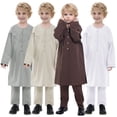 thumbnail image 1 of MUXiin Boy's Arabic Kaftan Set - Middle East Clothing Long Sleeve Youth Boys' Solid Color Robe Suit Thobe for 5-6 Years, 1 of 7