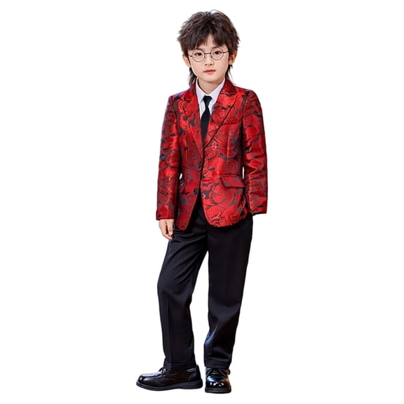MUXiin Boy's Tuxedos Toddler Formal Suits Set Kids Blue Black Slim Fit Suit for Weddings