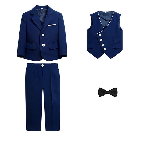 MUXiin Boy's Tuxedos Toddler Formal Suits Set Kids Blue Black Slim Fit Suit for Weddings